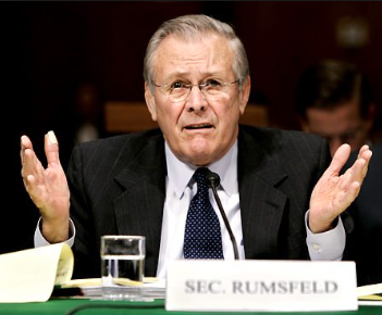 A rather confused looking Donald Rumsfeld
